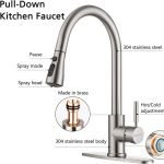Single Handle Pull Down Kitchen Faucet, Stainless Steel Pull Out Kitchen Sink Faucet