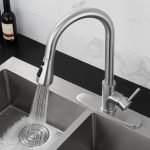 Faucet for Kitchen Sink Deck Mounted 1 Hole with Pull Down Sprayer Single Handle