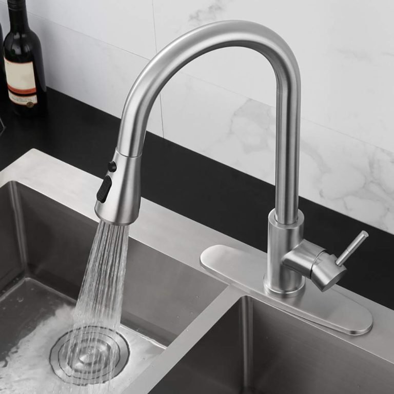 Faucet for Kitchen Sink Deck Mounted 1 Hole with Pull Down Sprayer Single Handle