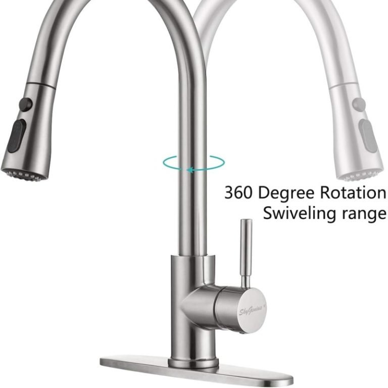 Single Handle Pull Down Kitchen Faucet, Stainless Steel Pull Out Kitchen Sink Faucet