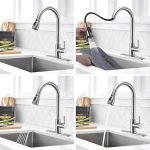 Single Handle Pull Down Kitchen Faucet, Stainless Steel Pull Out Kitchen Sink Faucet