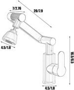 Single Handle Kitchen Sink Faucet, 360° Rotating Hot and Cold Water Kitchen Faucet, Lift Foldable Brass Basin Faucet, Silver, with Water Pipe 60cm